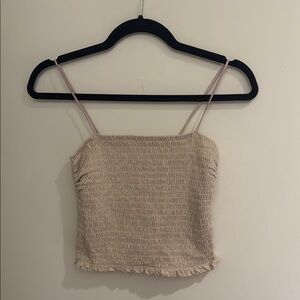 Cream Smocked Tank